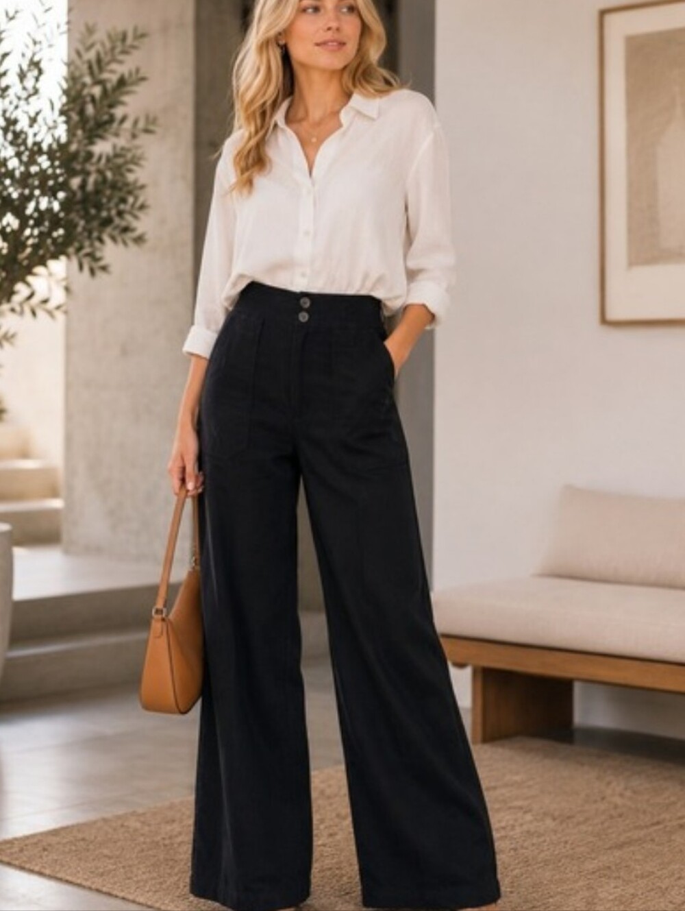 Maeve Colette Black High-Rise Wide-Leg Pants